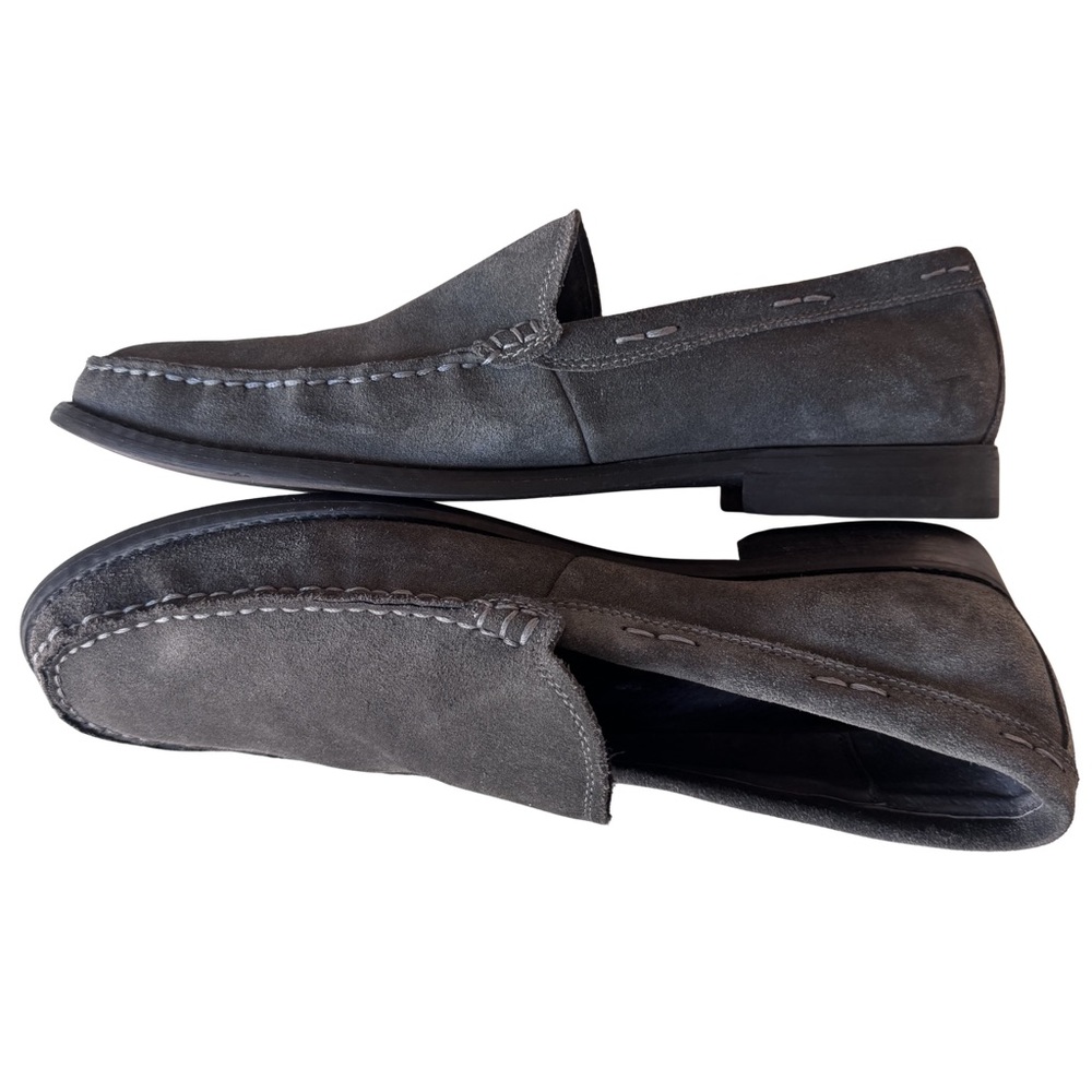 John Varvatos Gray Suede Slip On Loafers Moc Toe Leather Sole 10.5 - Picture 6 of 10